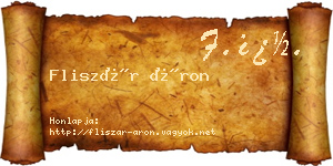 Fliszár Áron névjegykártya